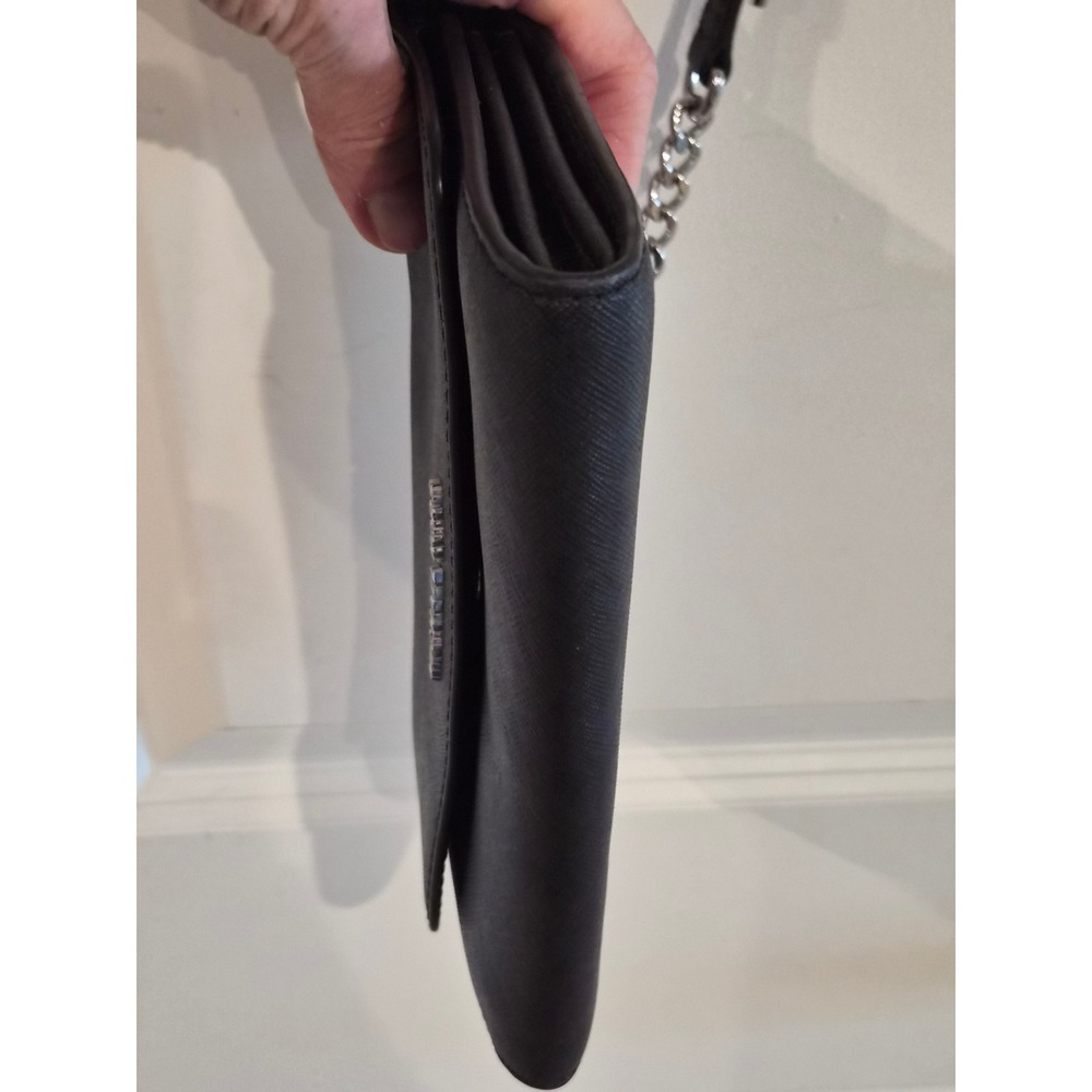 Michael Kors Black Saffiano Leather Crossbody Bag Silver Chain Strap - Picture 8 of 11